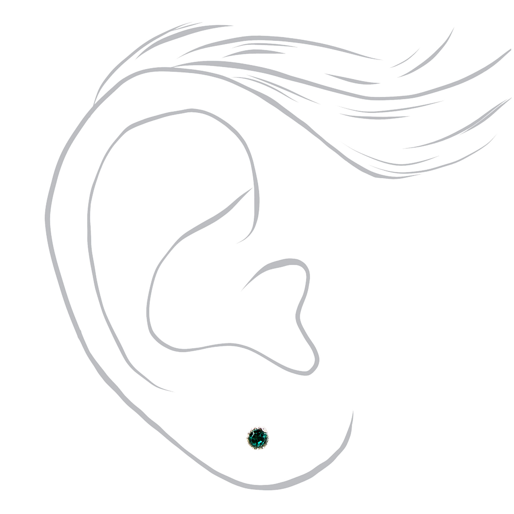Silver 4MM Pastel Crystal Stud Earrings - 9 Pack,