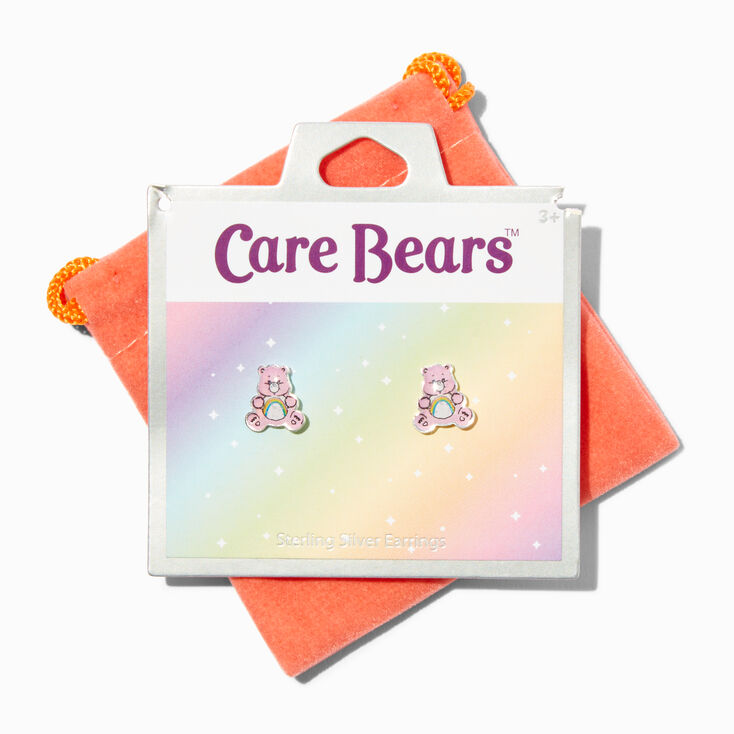 Care Bears&trade; Sterling Silver Enamel Cheer Bear Stud Earrings,