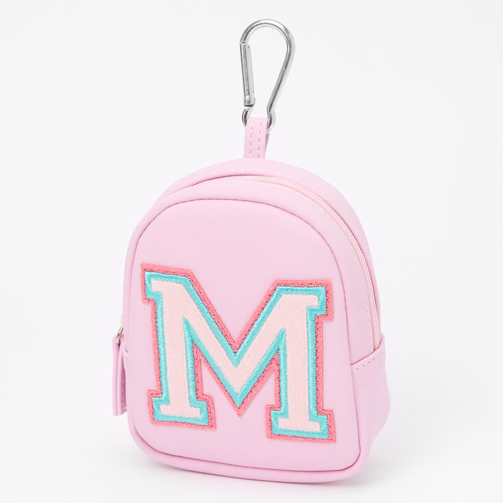 Claire's Porte-clés mini sac à dos à initiale rose style universitaire - M