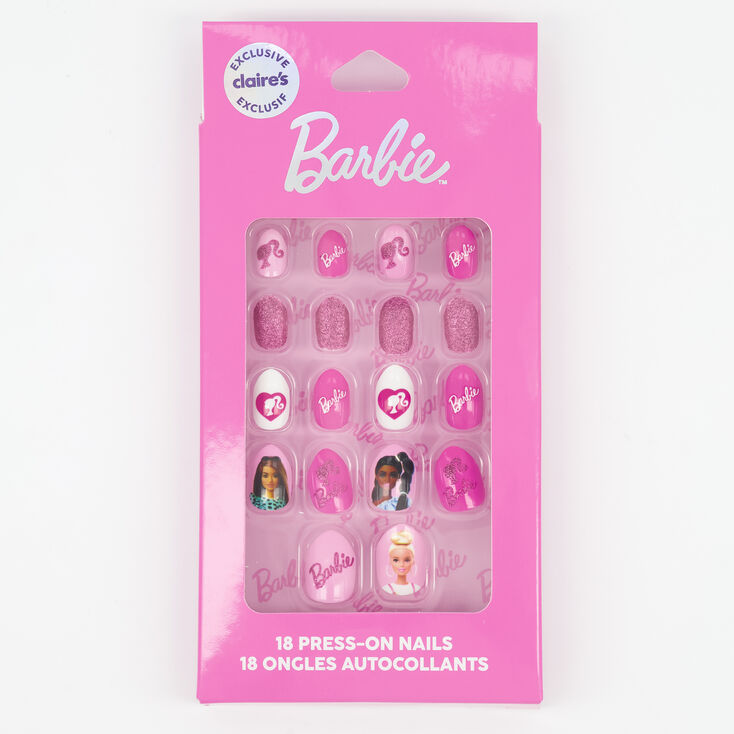 Faux ongles autocollants stiletto Barbie&trade; - Rose,