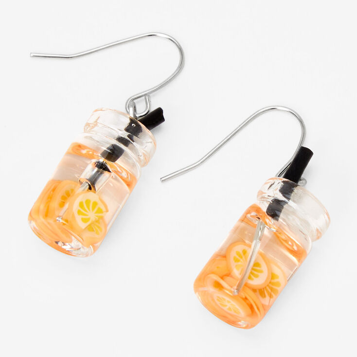 Silver 1&quot; Lemon Water Drop Earrings,