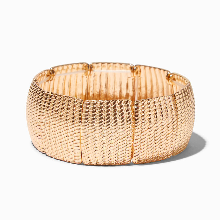 Gold Textured Band Stretch Bracelet,