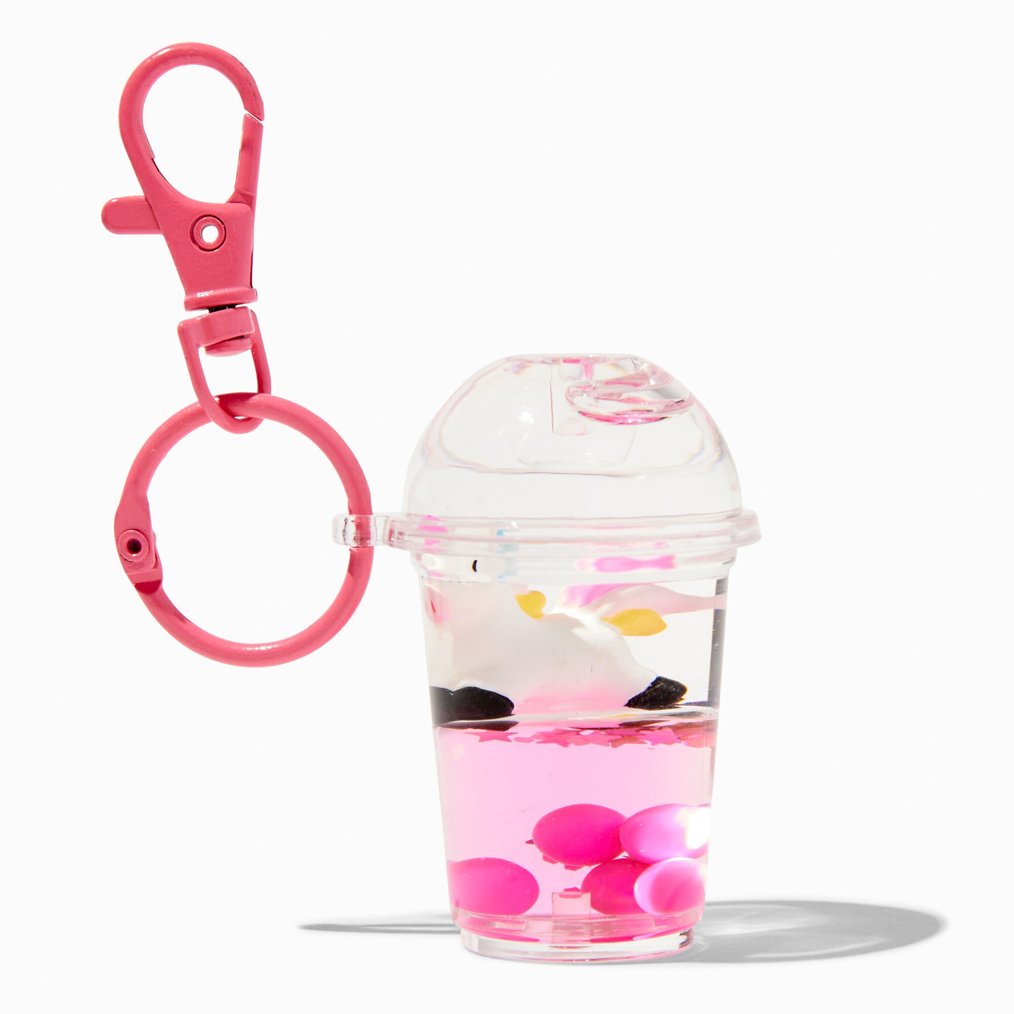 View Claires Unicorn Tea WaterFilled Glitter Keyring information
