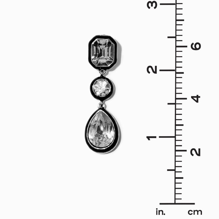 Black Enamel Crystal 1.5&quot; Drop Earrings,