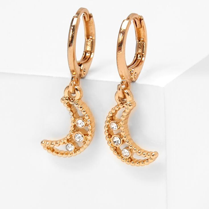 Claire's Boucles d'oreilles huggies lune ornementées 10 mm couleur dorée