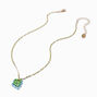 Collier &agrave; pendentif papillon vert et bleu,
