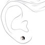 Sterling Silver One Enamel Yin Yang Stud Earring,