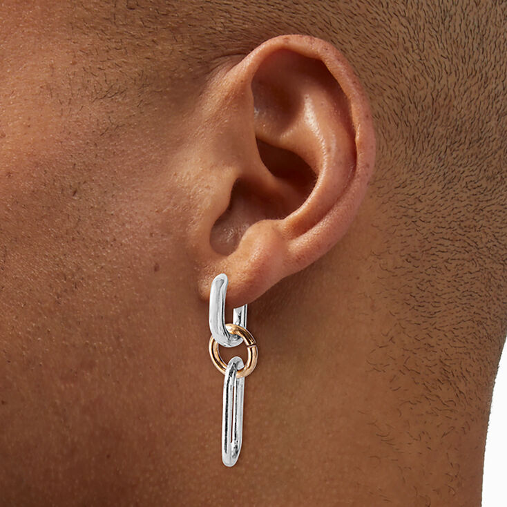 Mixed Metal Chain Link Drop Earrings,