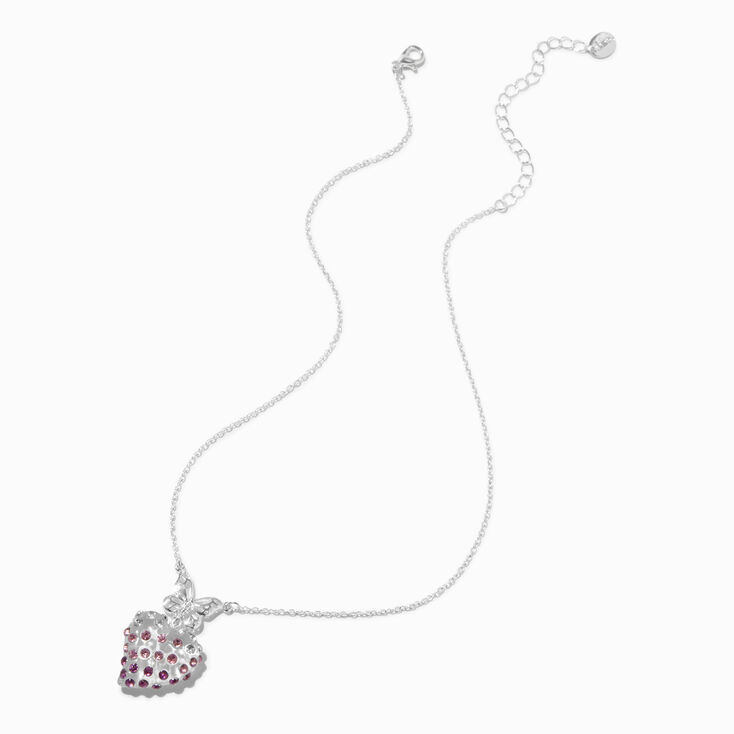 Silver-tone Pav&eacute; Heart &amp; Butterfly Pendant Necklace,