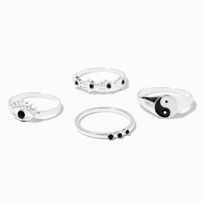 Silver Yin-Yang Mystical Rings - 4 Pack,