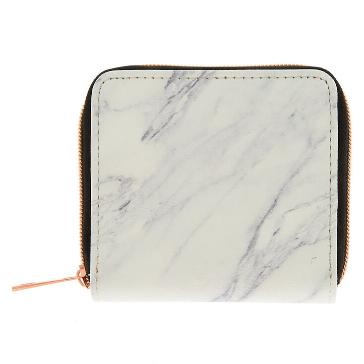 Marble Mini Zip Wallet - White,