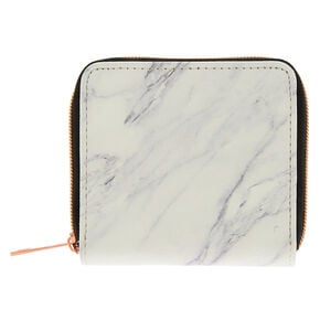 Marble Mini Zip Wallet - White,