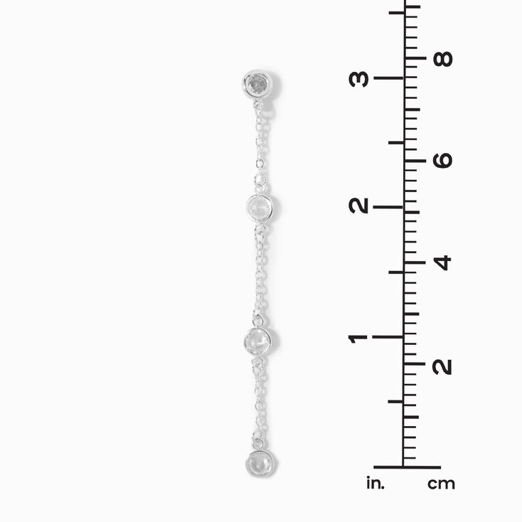 Silver Chain Cubic Zirconia 3&quot; Drop Earrings,