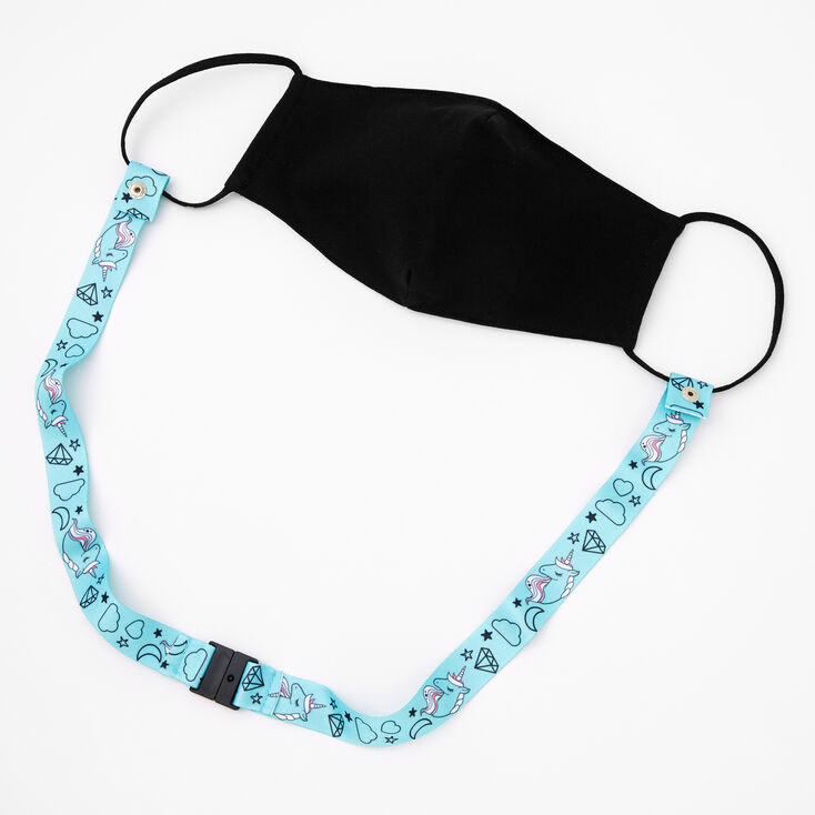 Unicorn Face Mask Lanyard - Blue,