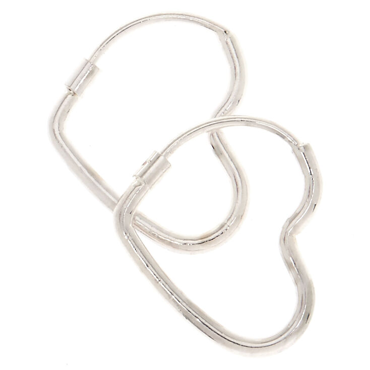 Silver 15MM Heart Shaped Hoop Earrings | Claire's US