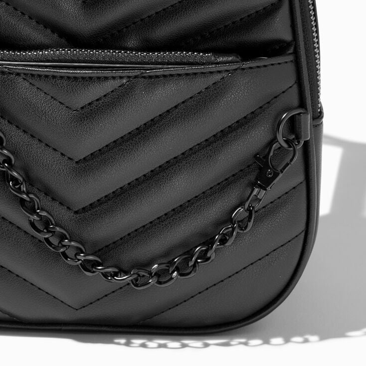 Black Chevron Quilted Backpack,