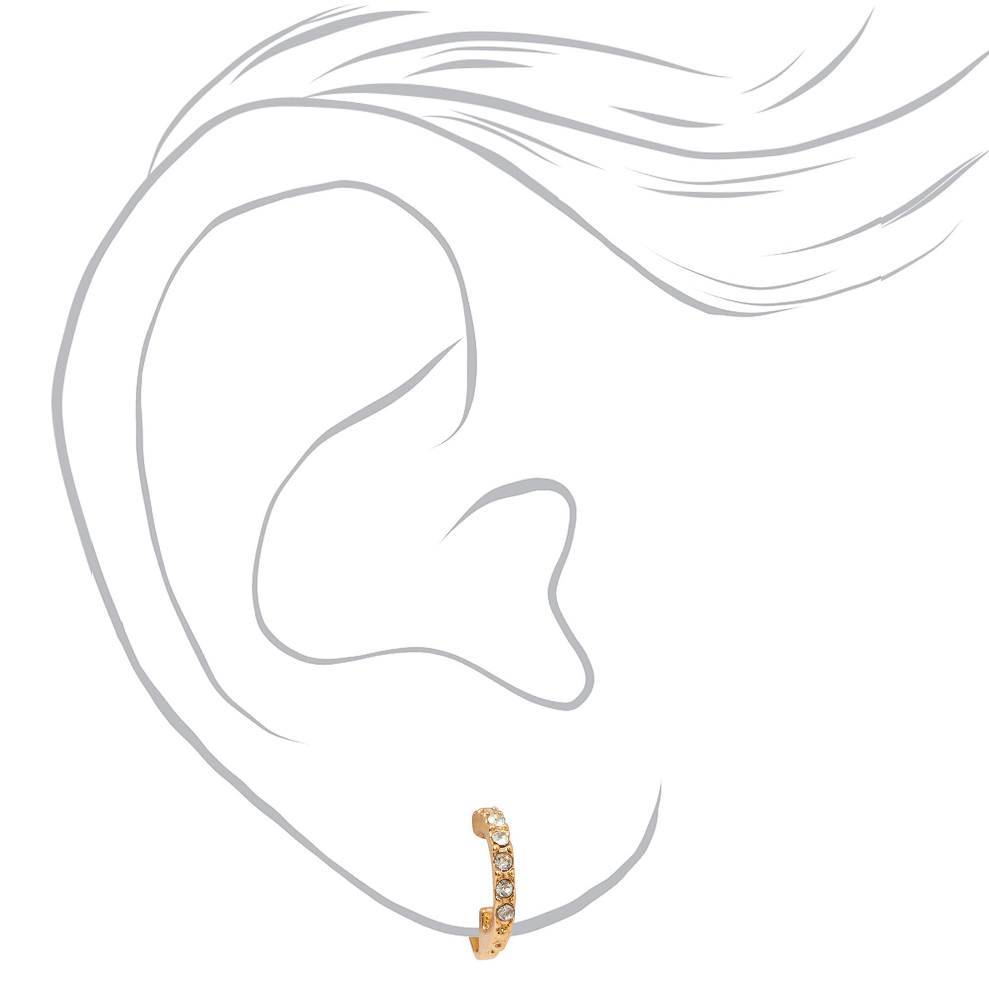 Boucles d'oreilles à clip décorées 10 mm couleur dorée,