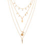 Gold Boho Crystal Multi Strand Necklace,