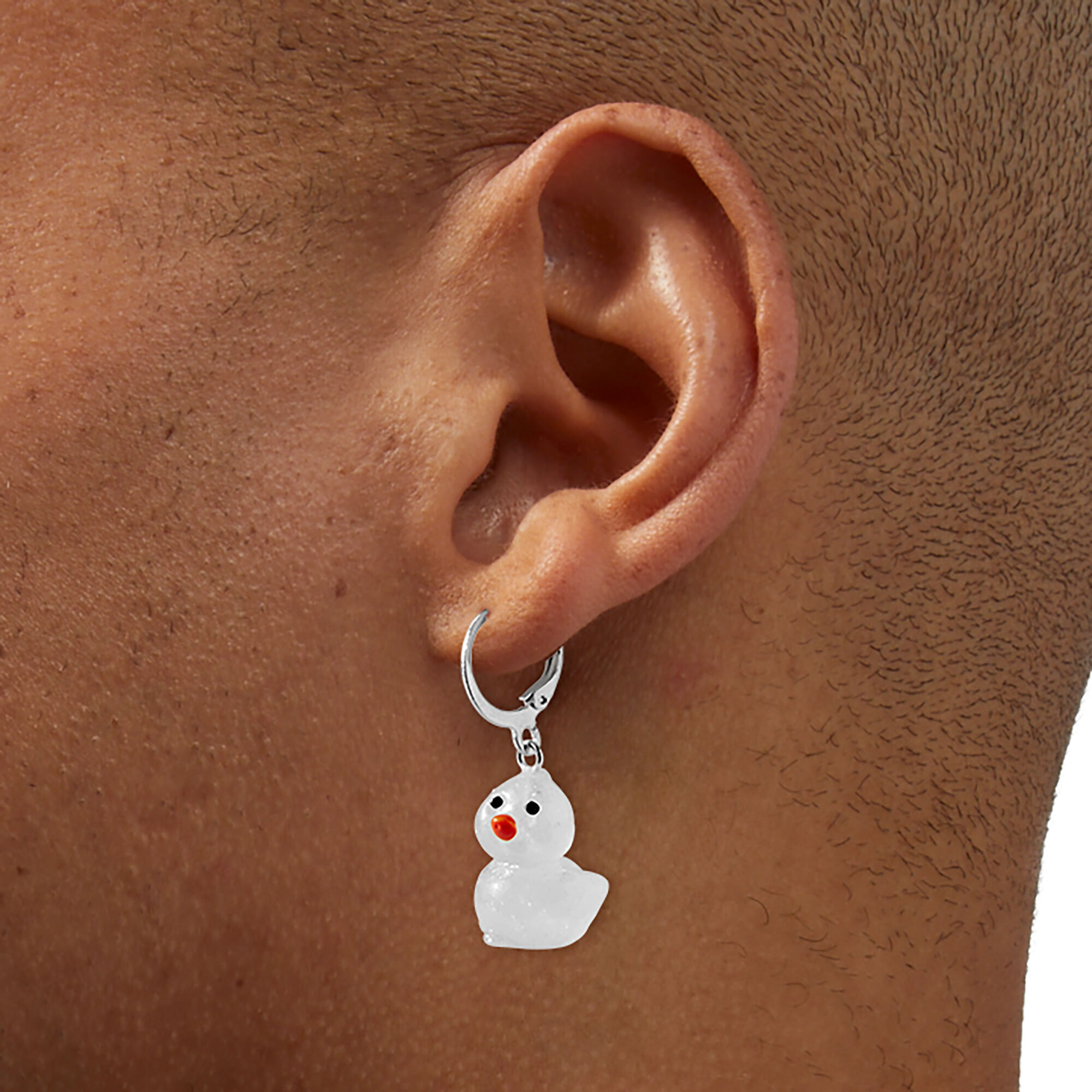 Glow in the Dark Rubber Duck Hoop Earrings ,
