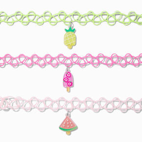 Claire&#39;s Club Summer Charm Tattoo Choker Necklaces - 3 Pack,