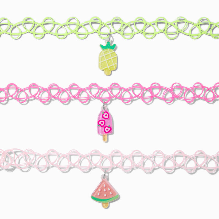 Claire&#39;s Club Summer Charm Tattoo Choker Necklaces - 3 Pack,