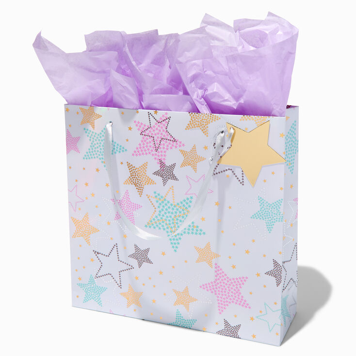 White Star Large Gift Bag &amp; Tissue Paper,