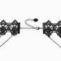 Black Gemstone &amp; Chains Lace Choker Necklace,