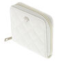 Portefeuille blanc matelass&eacute; compact,