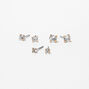 Gold Cubic Zirconia Graduated Round Stud Earrings - 3 Pack,