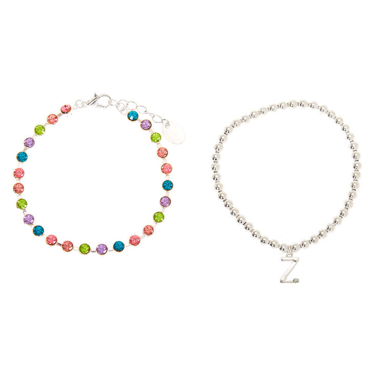 Silver Rainbow Initial Jewellery Gift Set - Z, 4 Pack,
