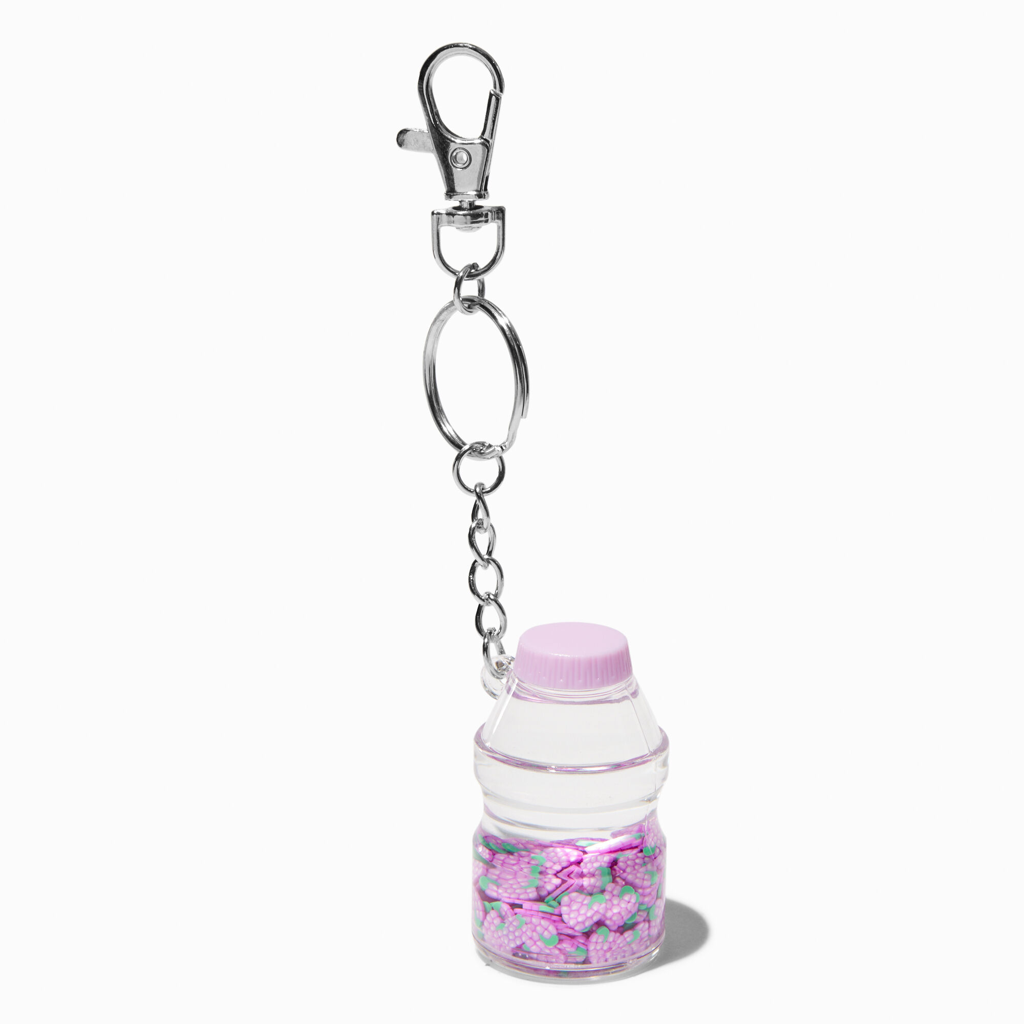 View Claires Grape Drink WaterFilled Glitter Keyring information