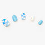 Faux ongles autocollants stiletto nuages - Bleu, lot de 24,