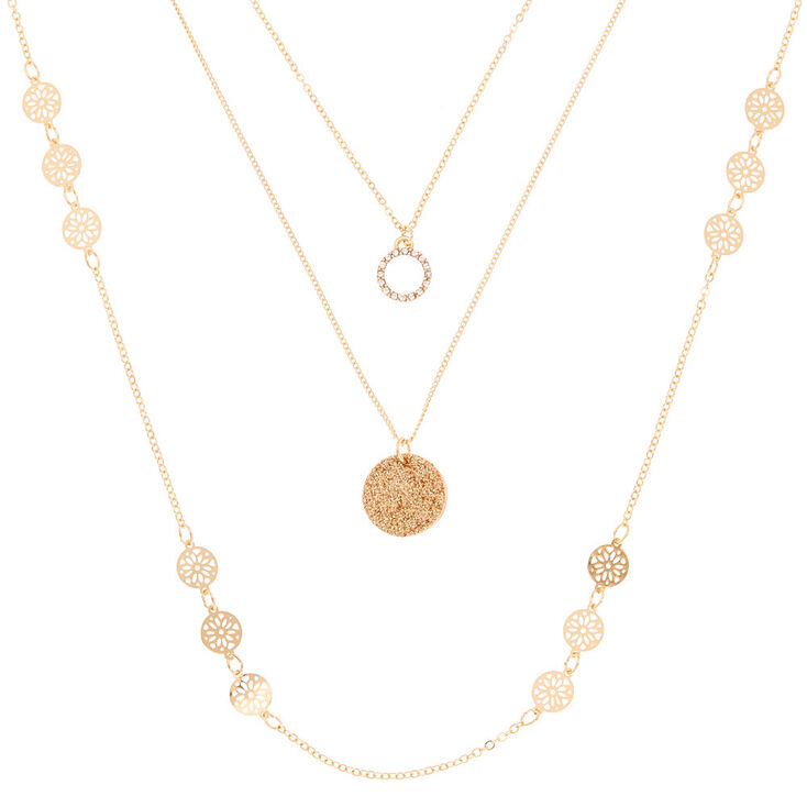 Claire's Collier multi-rangs effet filigrane à paillettes couleur doré rose