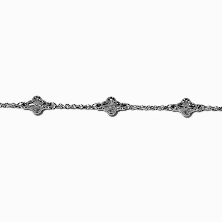 Silver-tone Clover Chain Bracelet,