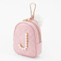 Initial Pearl Mini Backpack Keychain - Blush, J,
