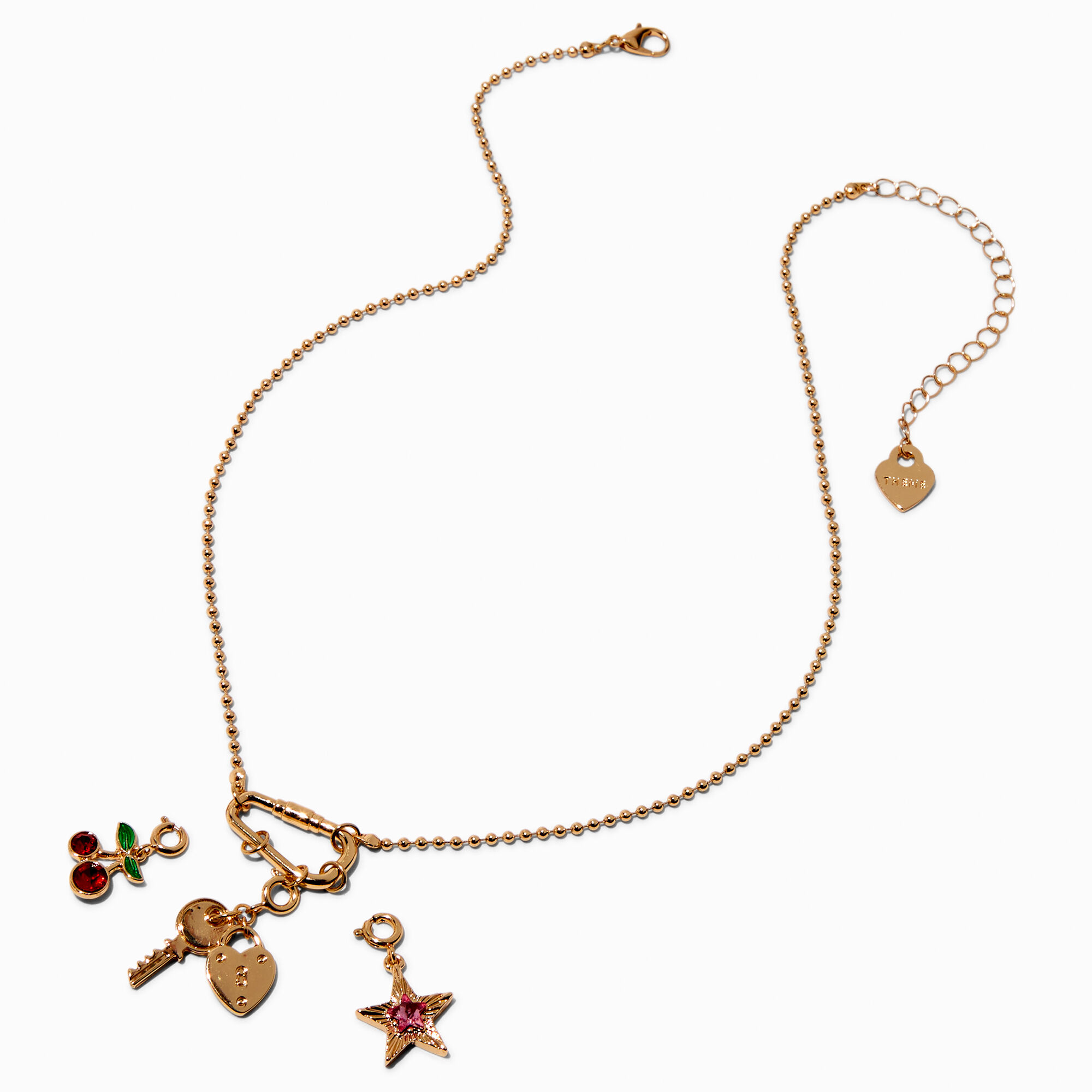 T H E M E x Claire's Cherry Gold-tone Ball Chain Charm Necklace