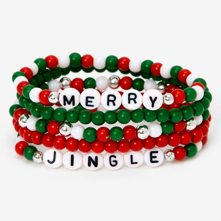 Merry Jingle Beaded Stretch Bracelets - 5 Pack,