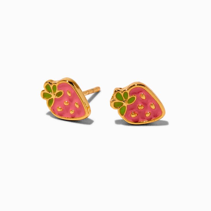 18k Gold Plated Strawberry Stud Earrings,