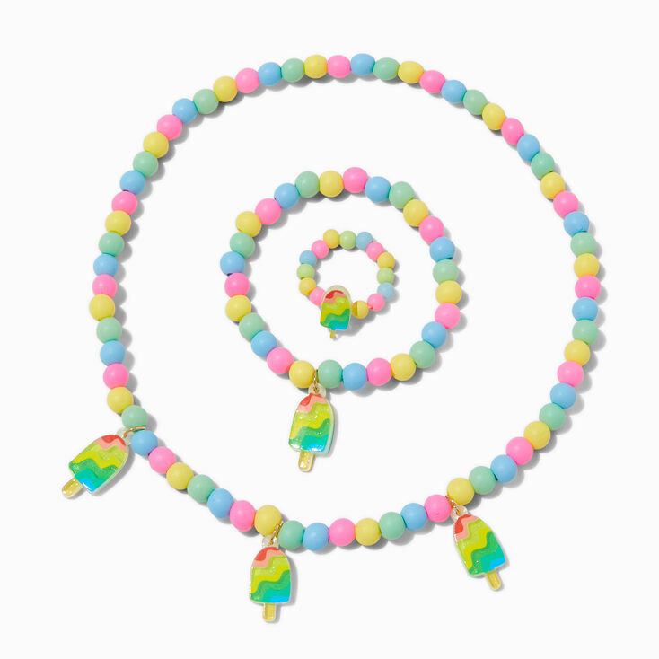 Claire&#39;s Club Matte Multicolor Ice Pop Beaded Jewelry Set - 3 Pack,