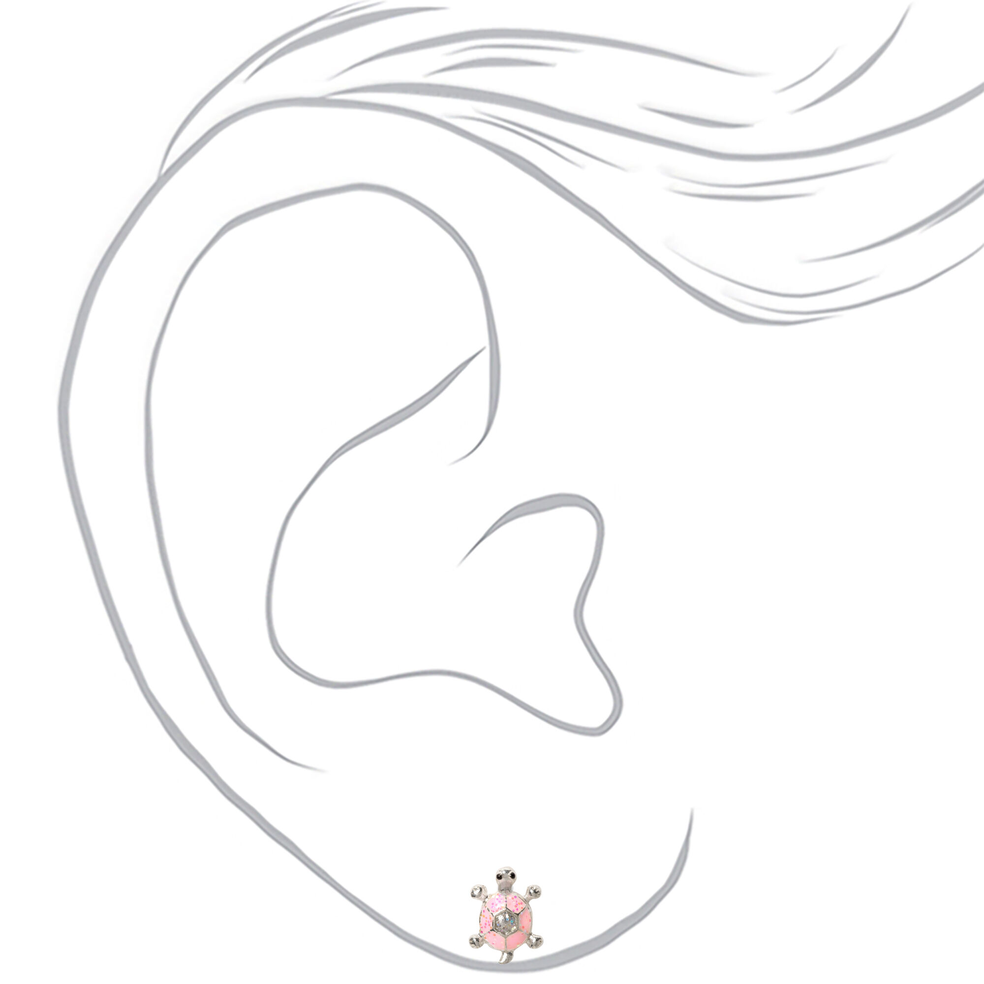 Silver Turtle Mix Stud Earrings - 3 Pack,