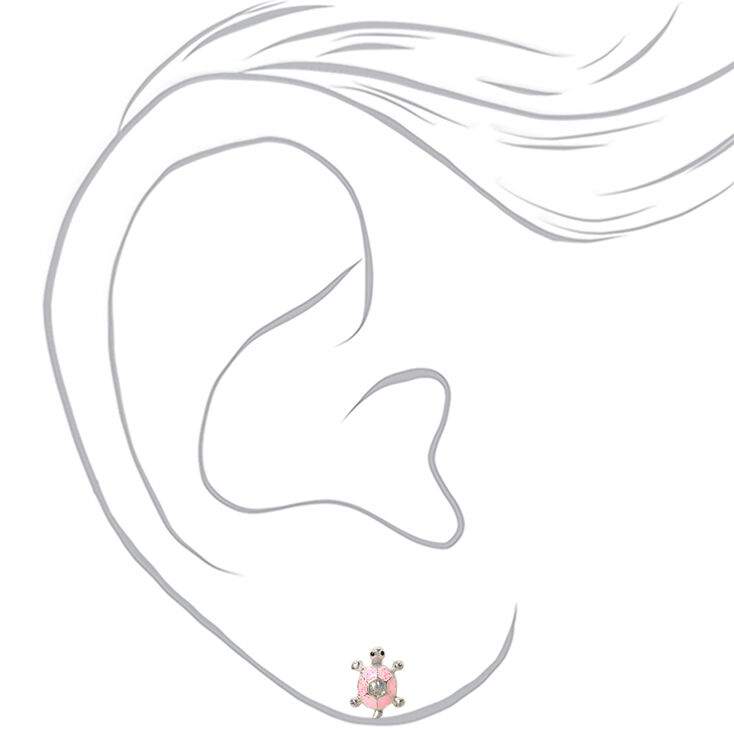 Silver Turtle Mix Stud Earrings - 3 Pack,