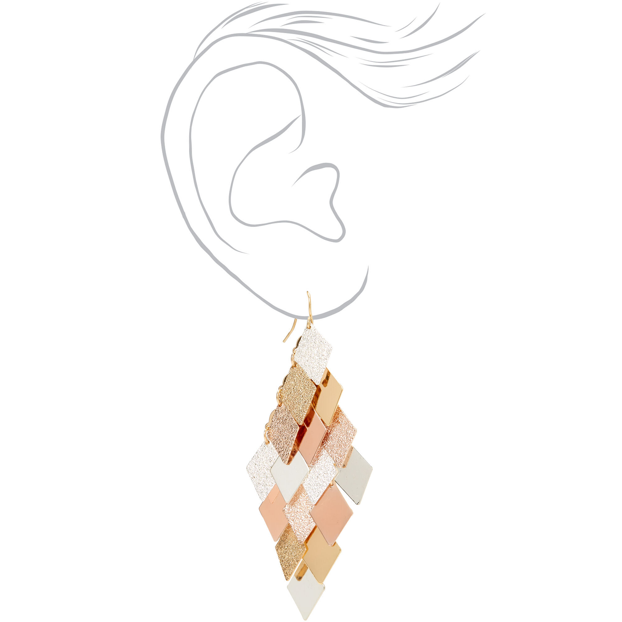 Mixed Metal Diamond Chandelier 3" Drop Earrings,