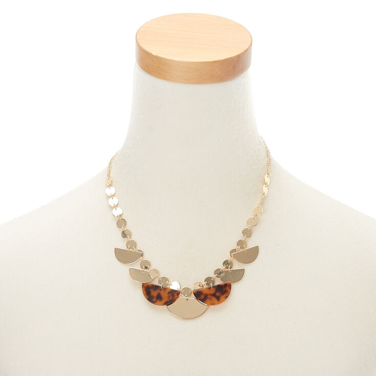 Gold Resin Tortoiseshell Statement Necklace - Brown,