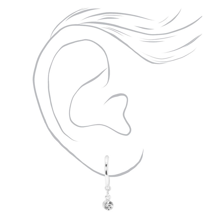 Silver Embellished Geometric Earrings Set - 6 Pack,