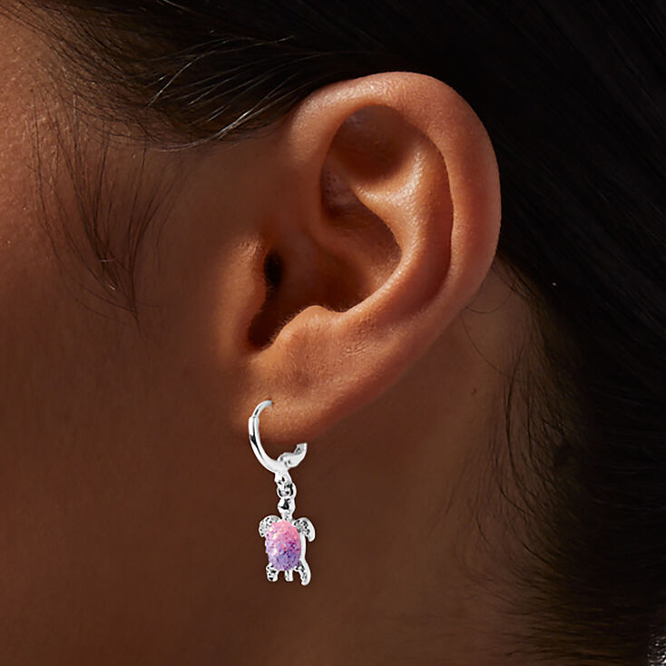 Glow in the Dark Ombr&eacute; Turtle Hoop Earrings,