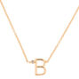 Gold Stone Initial Pendant Necklace - B,