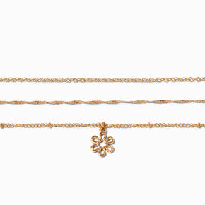 Claire&#39;s Recycled Jewelry Gold-tone Daisy Chain Bracelets - 3 Pack,