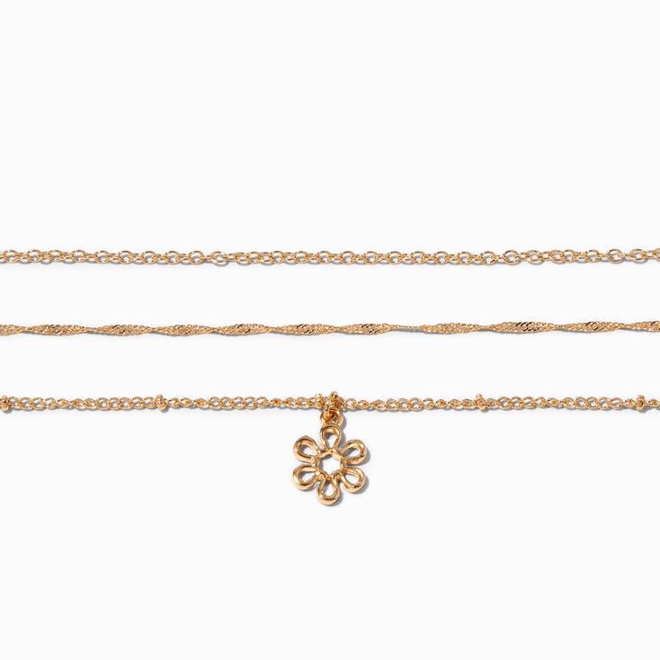 Claire&#39;s Recycled Jewellery Gold-tone Daisy Chain Bracelets - 3 Pack,