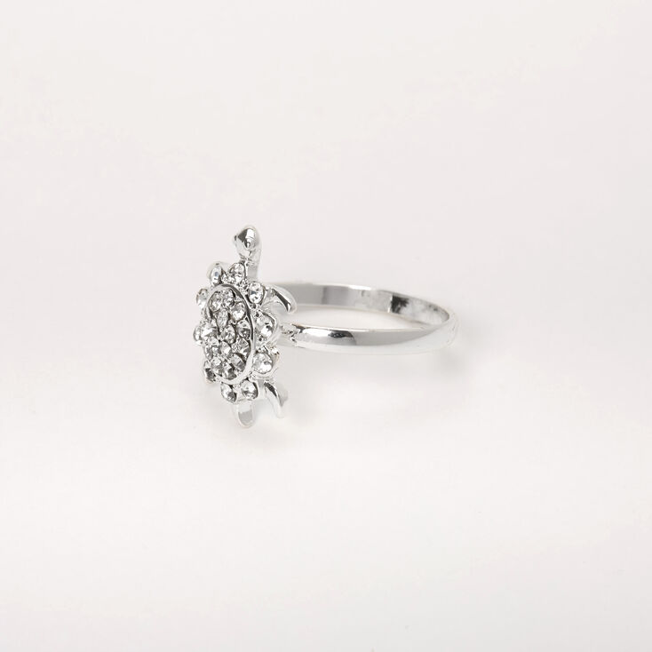 Silver Embellished Turtle Ring,