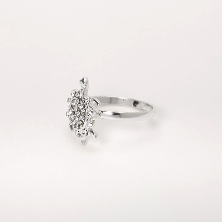 Bague tortue ornement&eacute;e couleur argent&eacute;e,